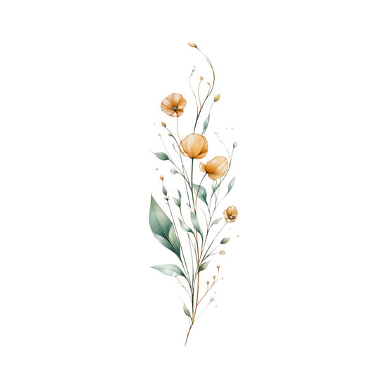 Conception de tatouage de fleurs de pavot jaune délicates