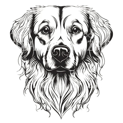 Golden Retriever Dog Head Tattoo Design