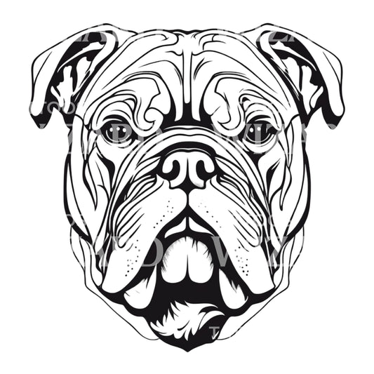 BullDog Dog Head Tattoo Design