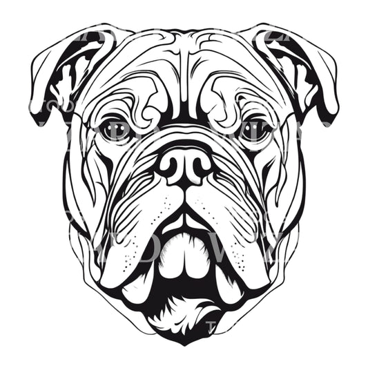 Bulldoggen-Hundekopf-Tattoo-Design
