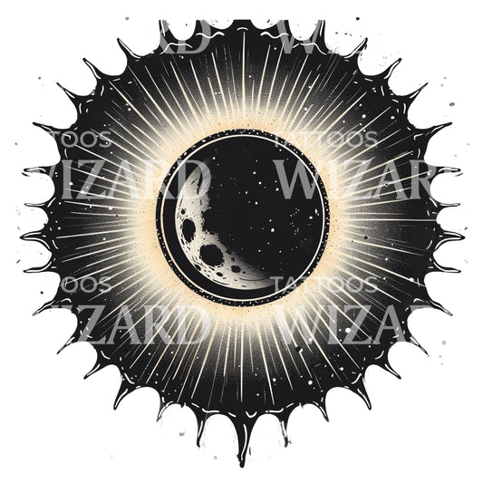 Conception de tatouage d’éclipse solaire à l’ancienne