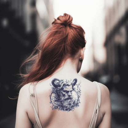 Siniestro retrato del diseño del tatuaje de Hades.