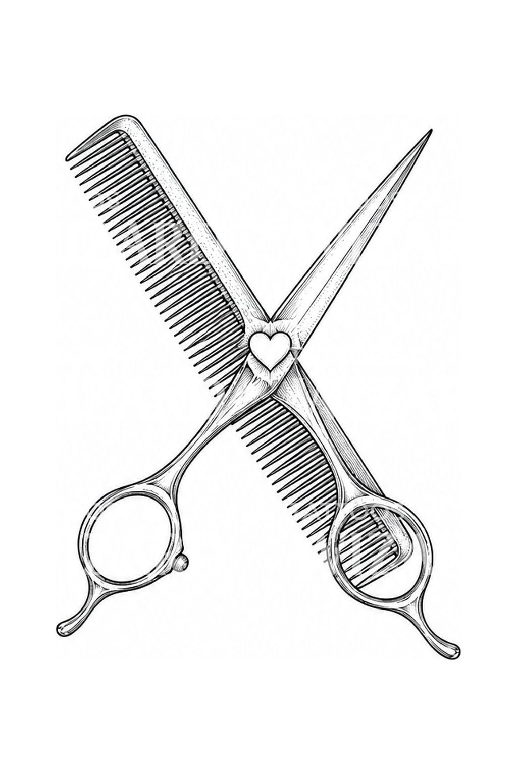 Tattoo-Design mit Friseurschere und Kamm