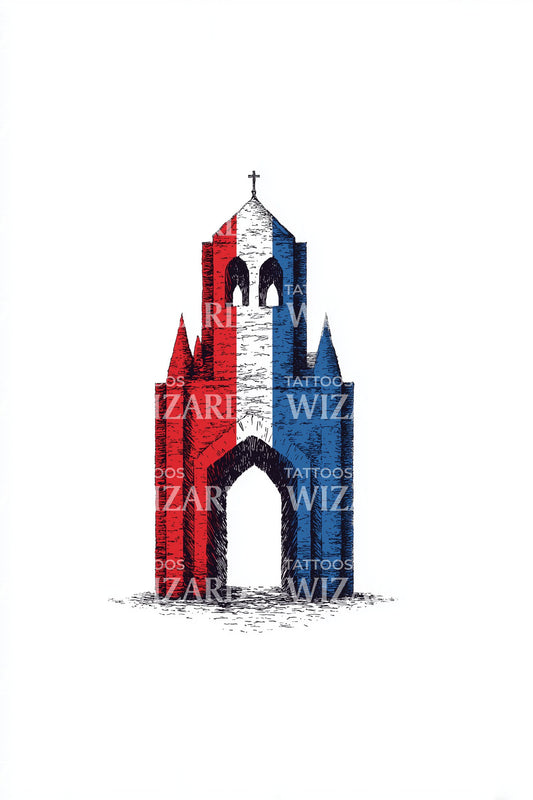 Haiti flagg kirke tatoveringsdesign