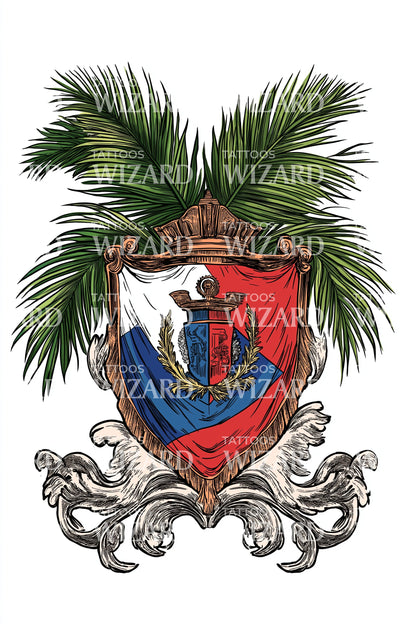 Illustration de tatouage de blason de palmier d'Haïti