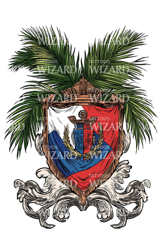 Ilustração de Tatuagem do Brasão da Palma do Haiti