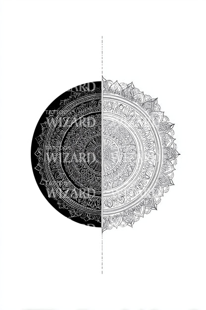 Desenho de Tatuagem Meio Mandala Equilíbrio