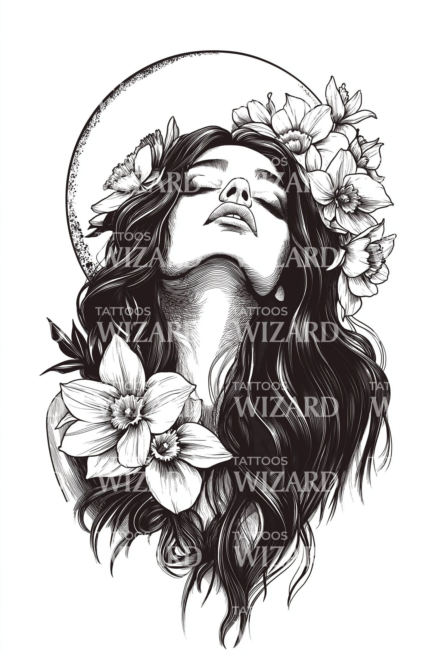 Halo Blossomed Muse Tattoo Design