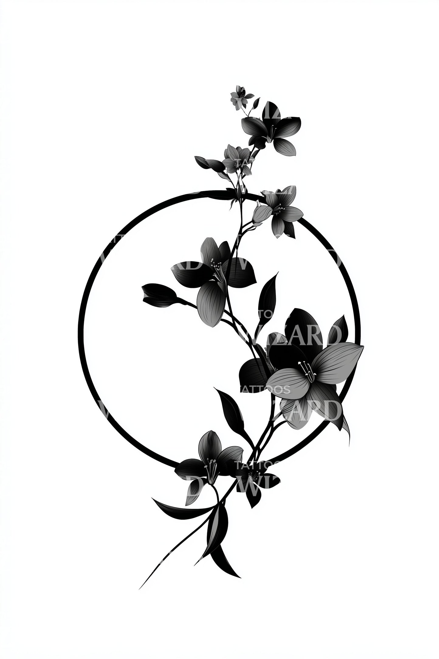 Halo Vine Bloom Tattoo Design