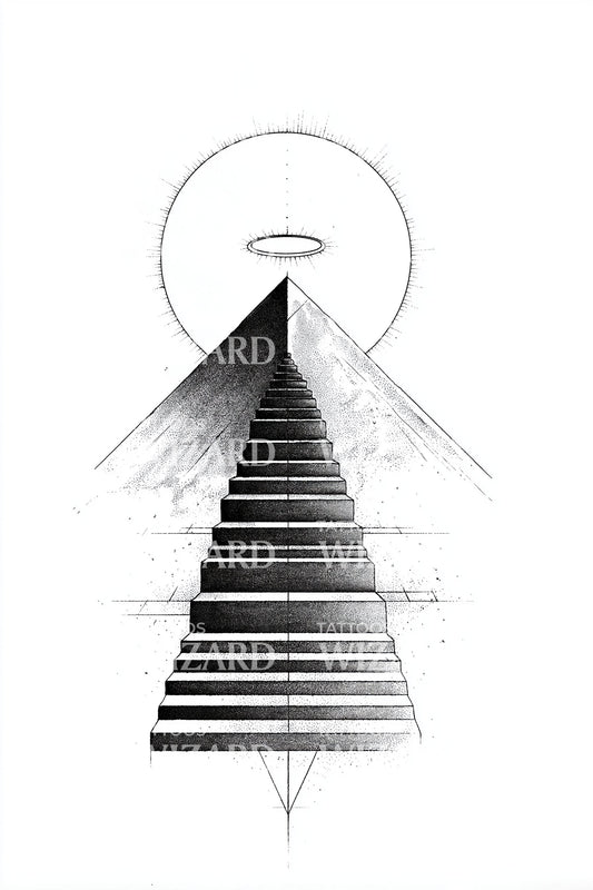 Haloed Pyramid Minimalist Tattoo Design