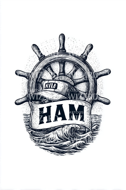 Hamburg Helm Crest Tattoo Illustration