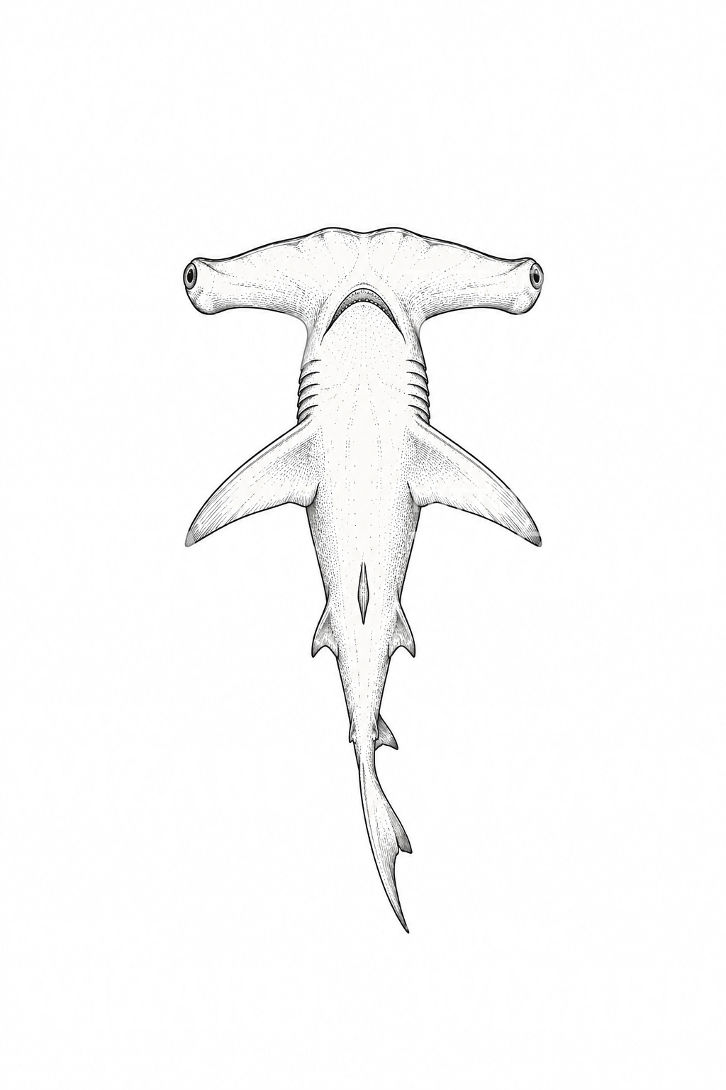 Idée de tatouage de requin-marteau vu d’en dessous