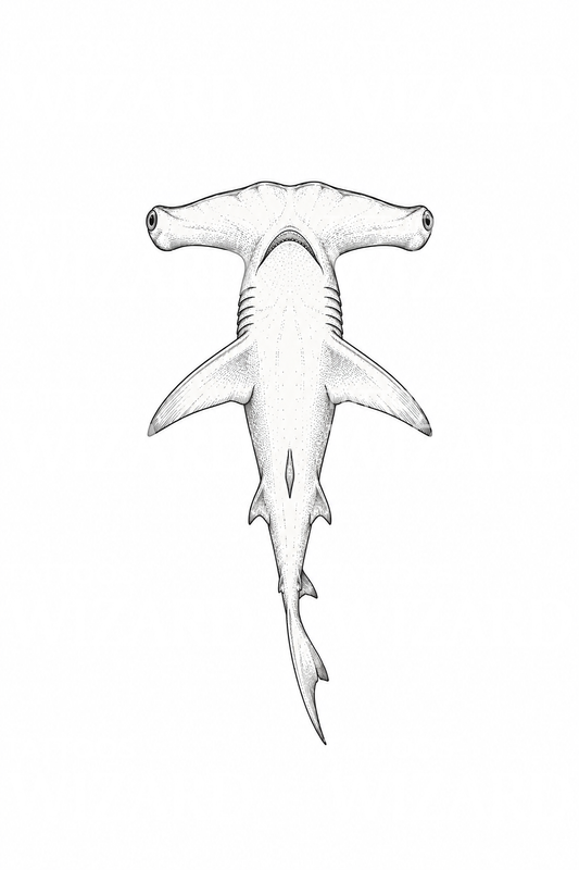 Idée de tatouage de requin-marteau vu d’en dessous