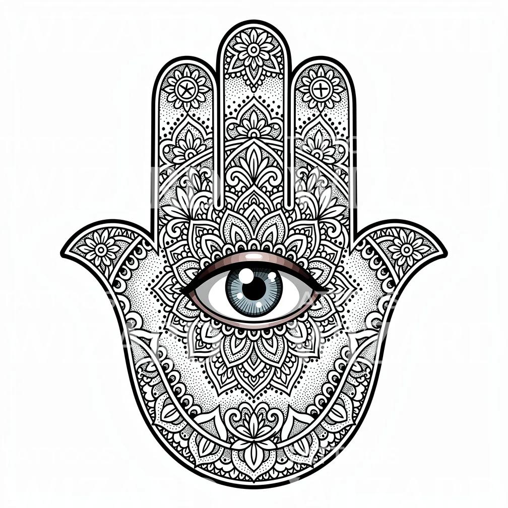 Hamsa Evil Eye Tattoo Design