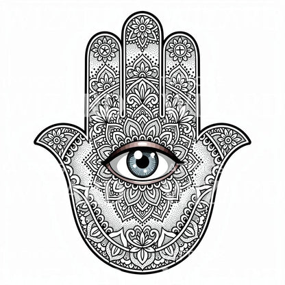 Hamsa Evil Eye Tattoo Design