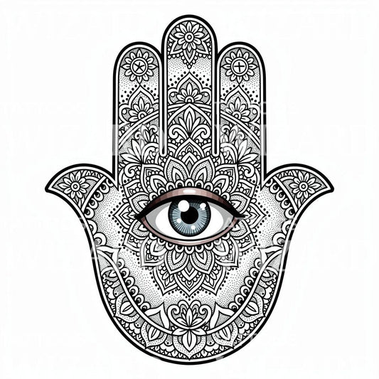 Hamsa Evil Eye Tattoo Design