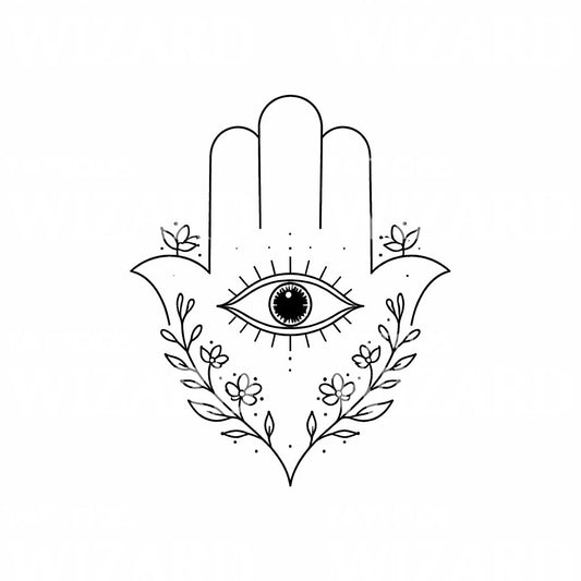 Hamsa Eye Floral Tattoo Design