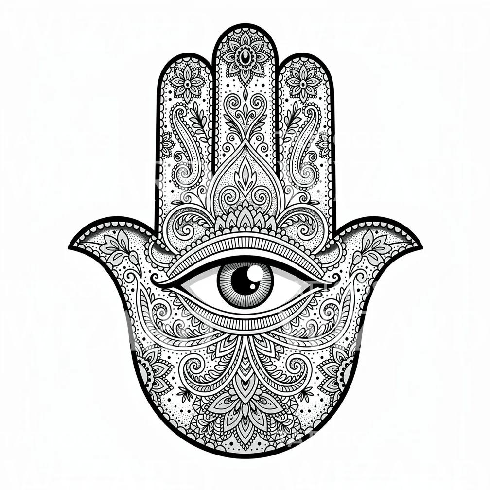 Hamsa Eye Mandala Tattoo Design