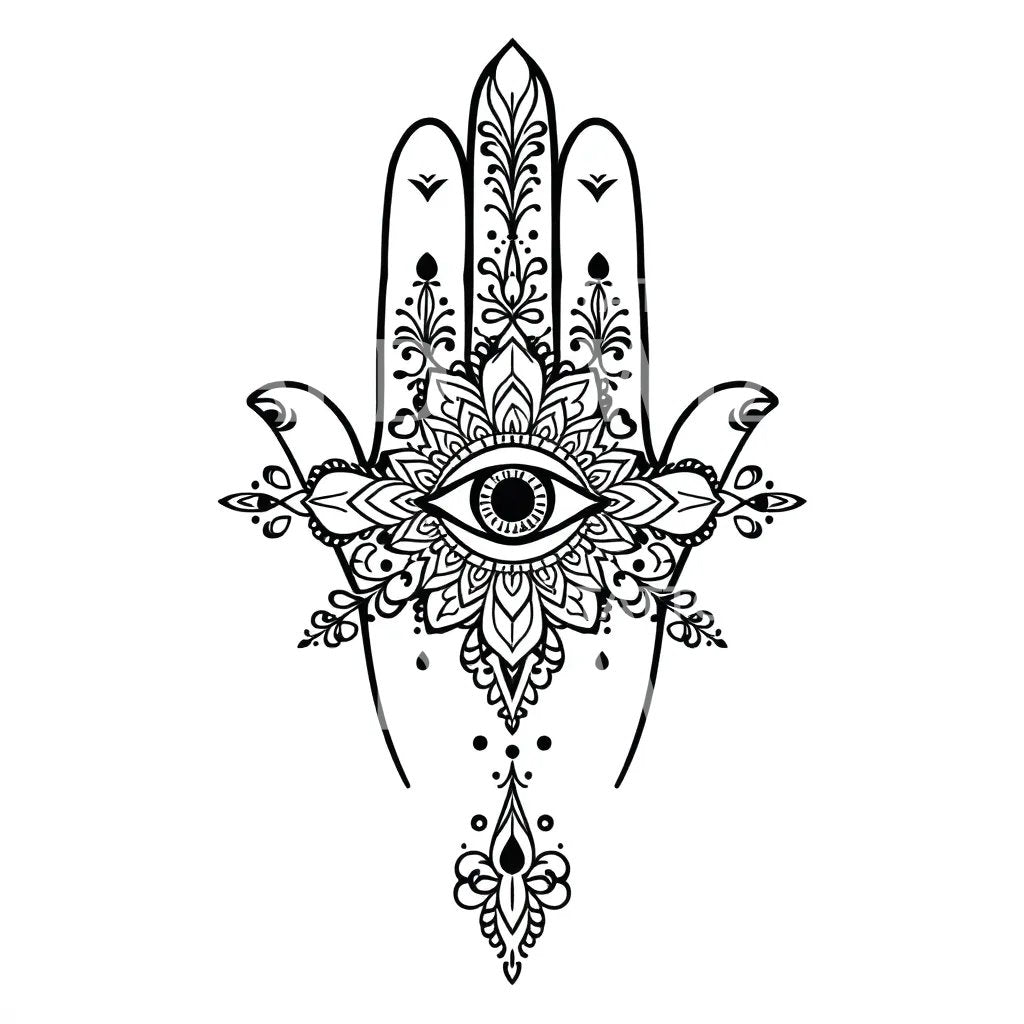 Hamsa Eye Mandala Tattoo Design