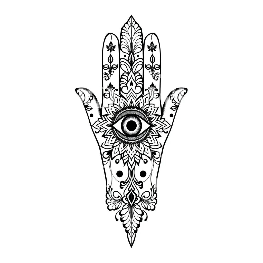 Hamsa Eye Mandala Tattoo Design