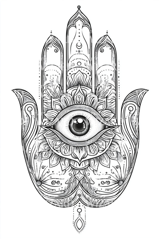 Hamsa Hand Mystic Eye Tattoo Design