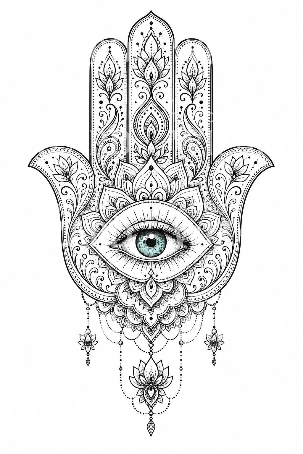 Hamsa Hand Tattoo Design