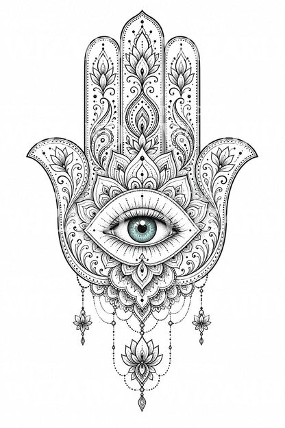 Hamsa Hand Tattoo Design
