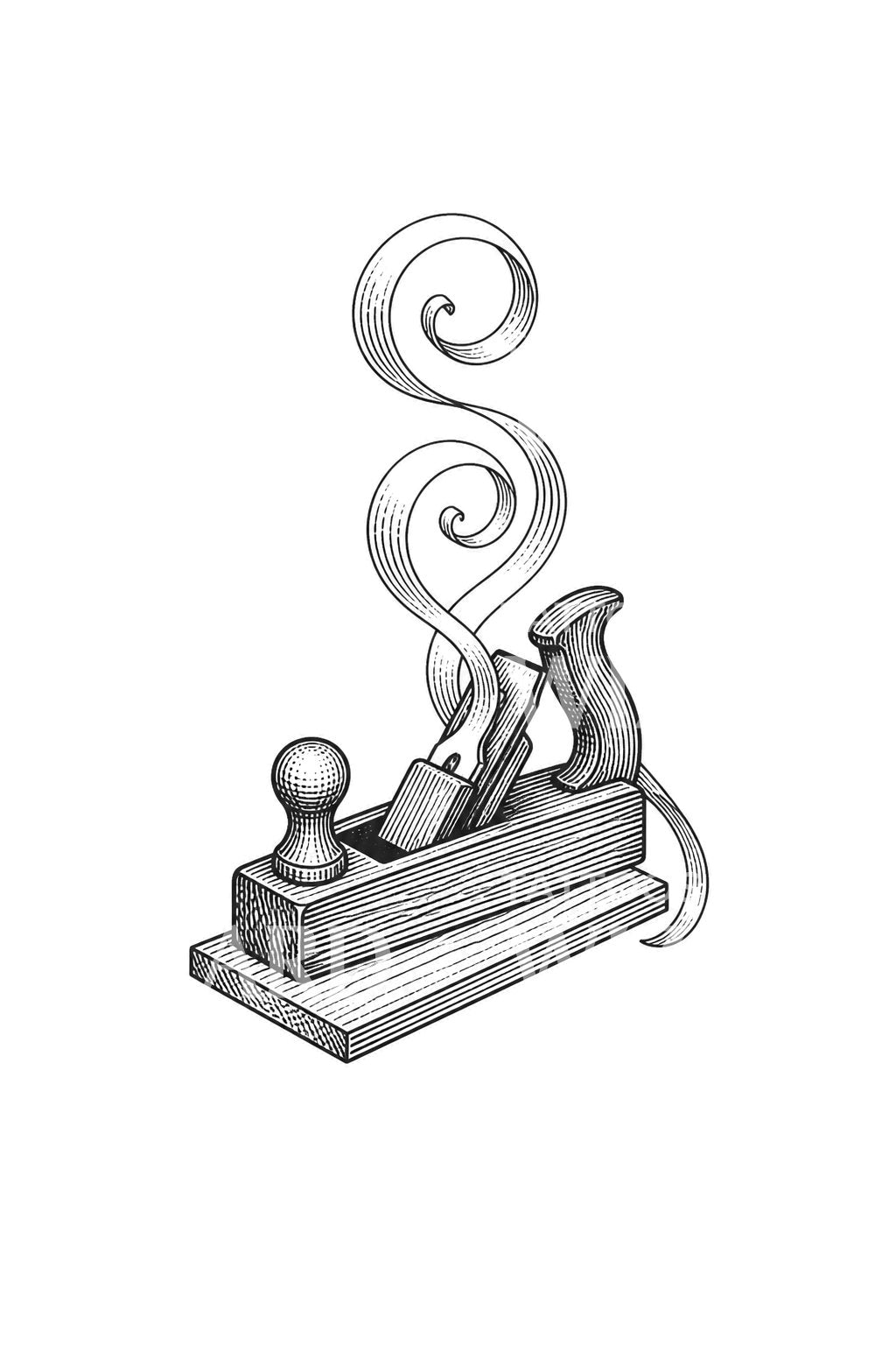 Hand Plane and Curling Shaving Tattoo Design