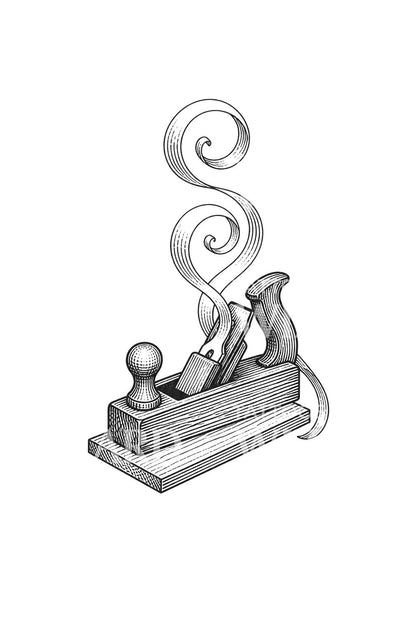 Hand Plane and Curling Shaving Tattoo Design