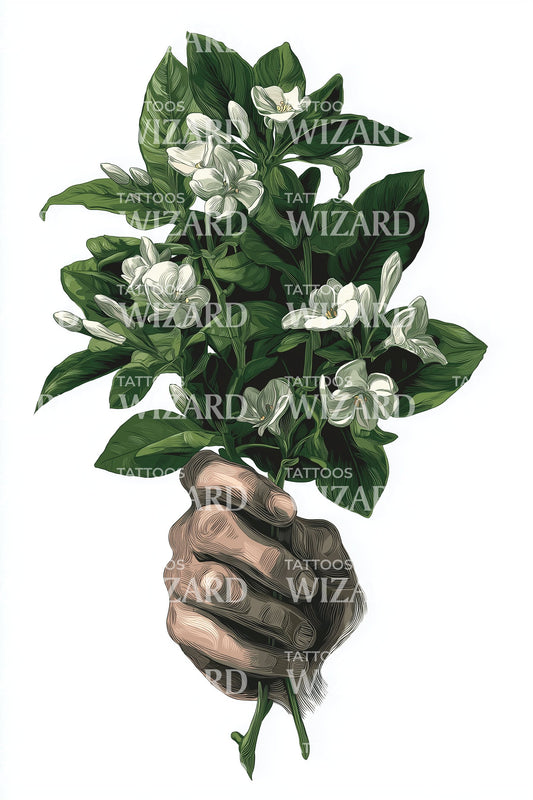 Handful Jasmine Bouquet Tattoo Design