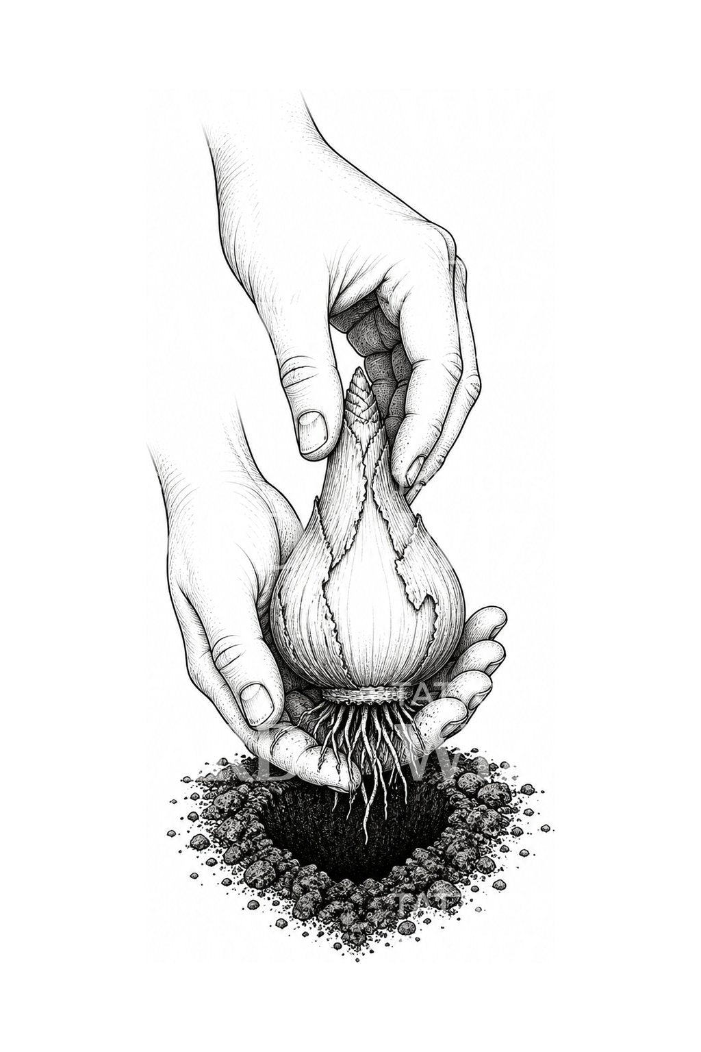 Desain Tato Tangan Menanam Umbi