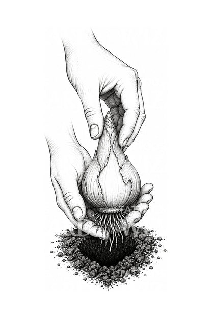 Desain Tato Tangan Menanam Umbi
