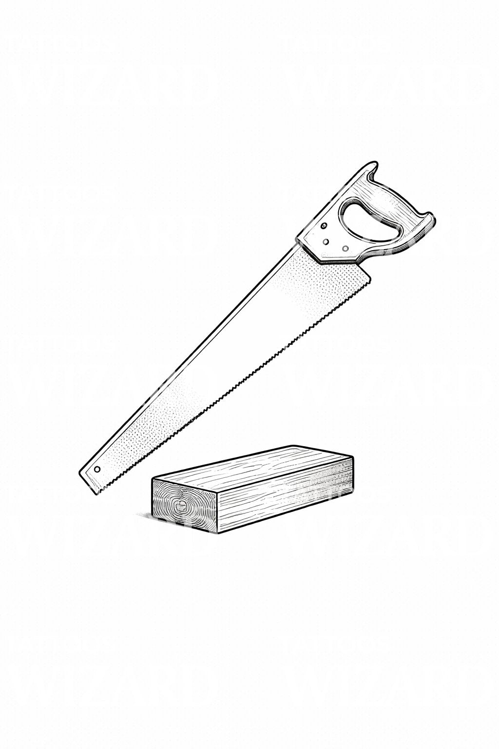 Handsaw and Lumber Tattoo Design