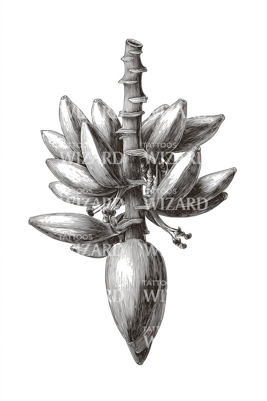 Hanging Banana Cluster Tattoo Design