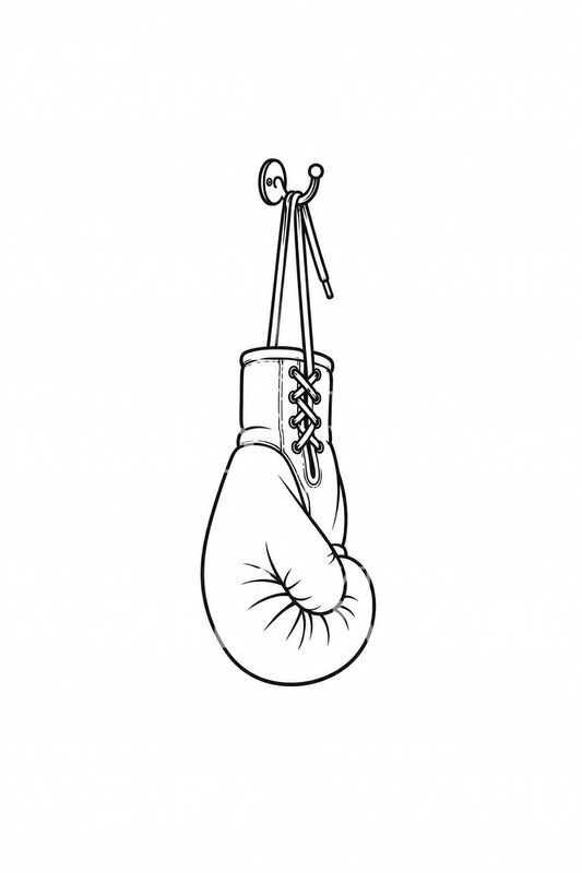 Hanging Boxing Glove Line Tattoo