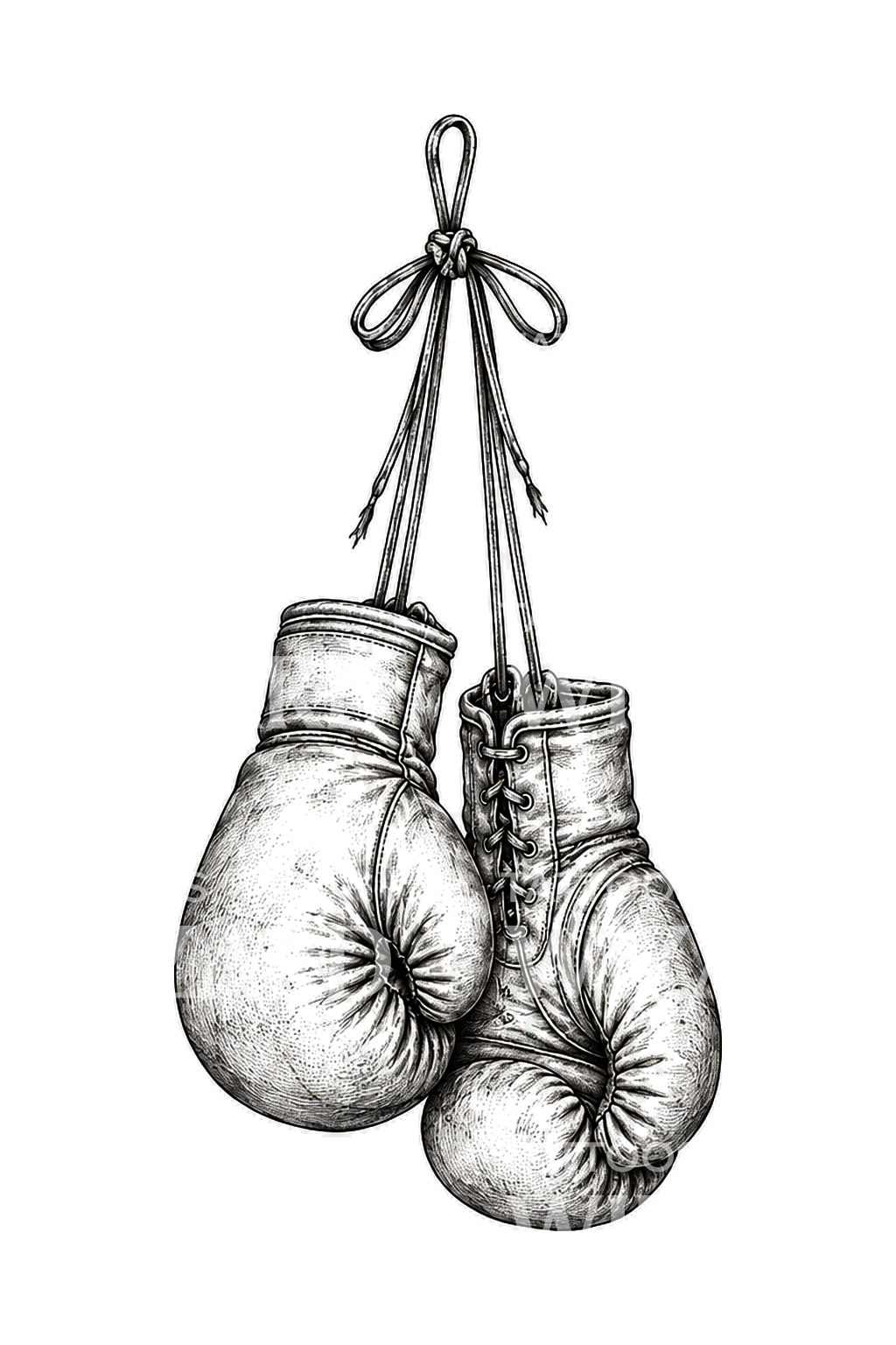 Hanging Boxing Gloves Fine Line Tattoo