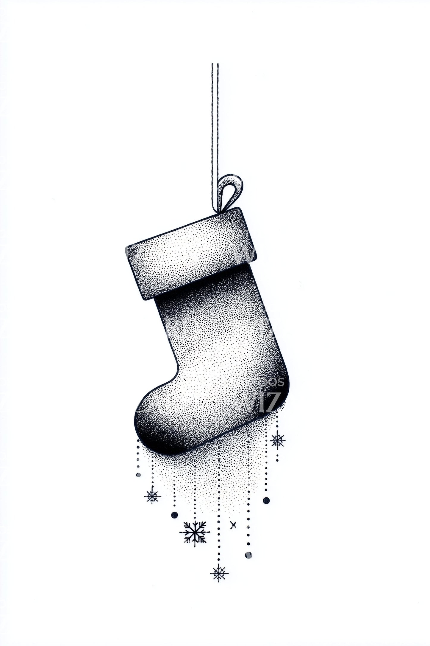 Hanging Christmas Stocking Tattoo Design
