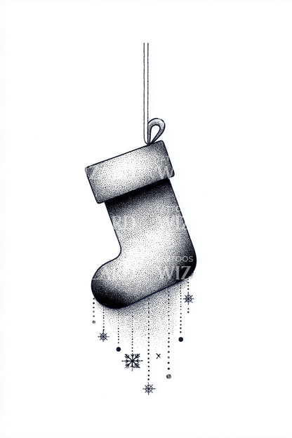 Hanging Christmas Stocking Tattoo Design