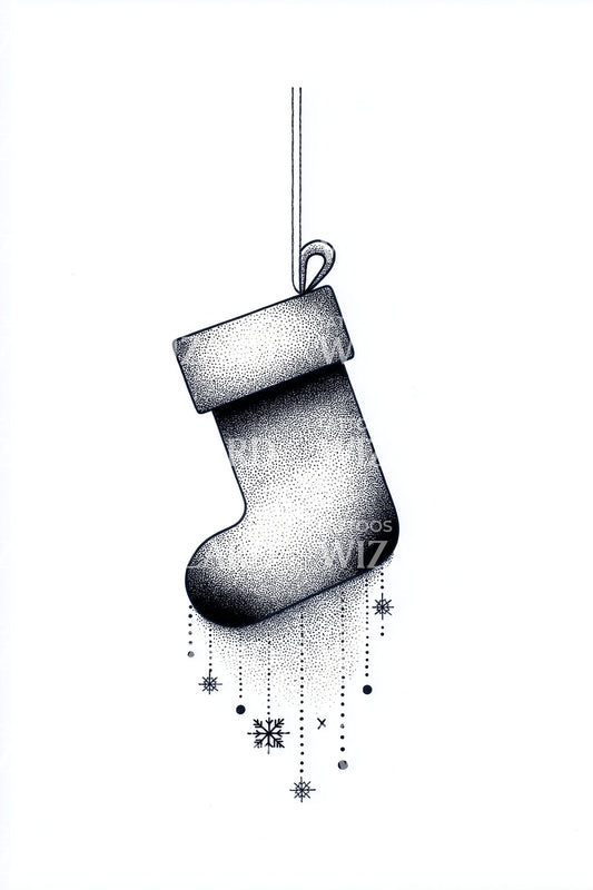 Hanging Christmas Stocking Tattoo Design