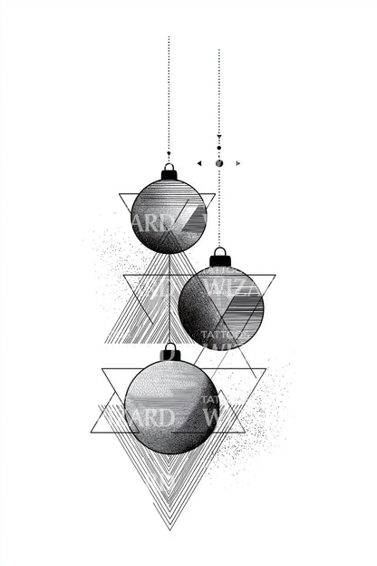 Hanging Geometric Ornaments Tattoo Idea