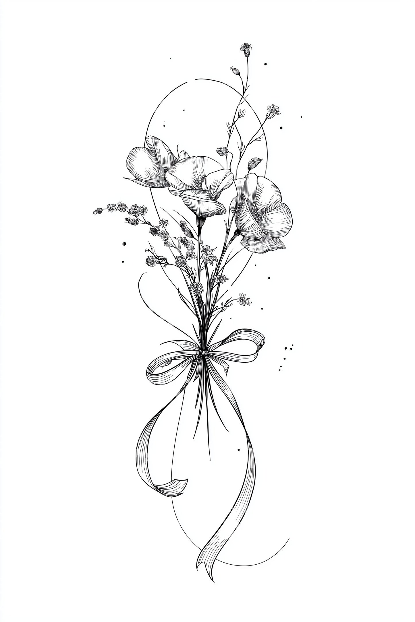Hanging Jar Flowers Tattoo Illustration