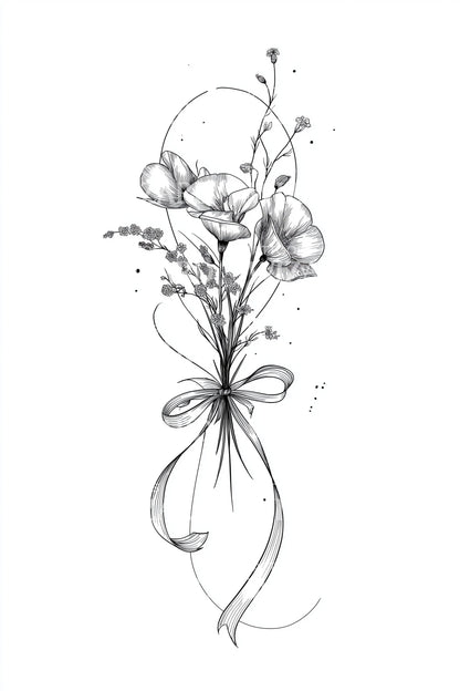 Hanging Jar Flowers Tattoo Illustration