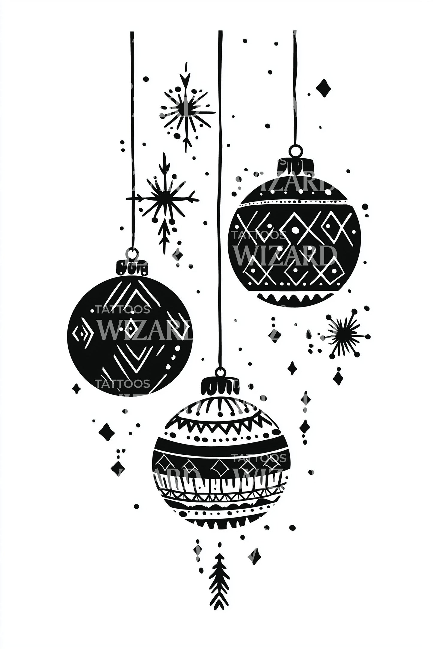 Hanging Nordic Ornaments Tattoo Design