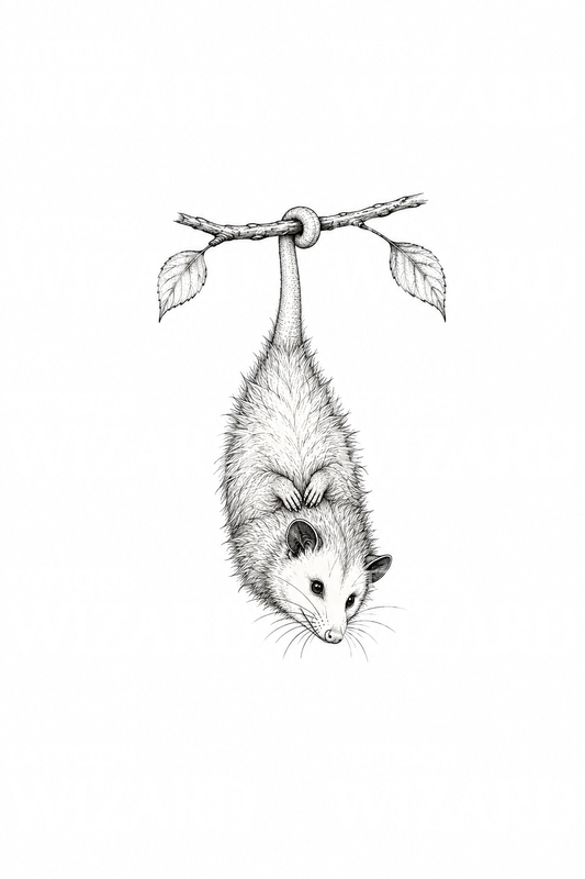 Idea de tatuaje de zarigüeya colgante