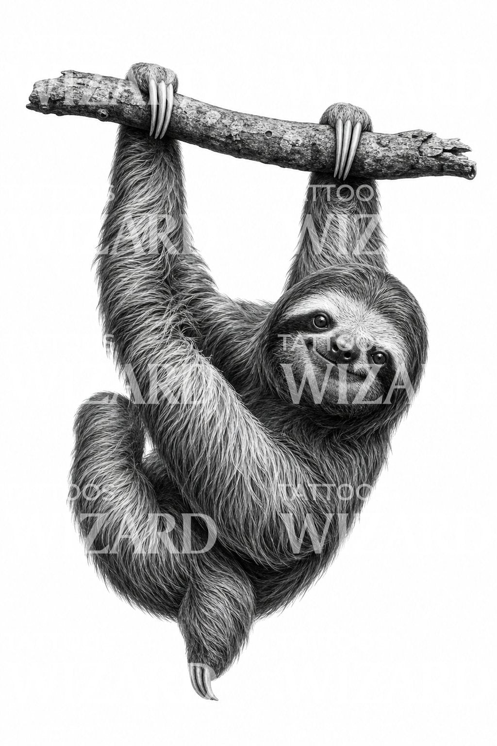 Hanging Sloth Tattoo Design