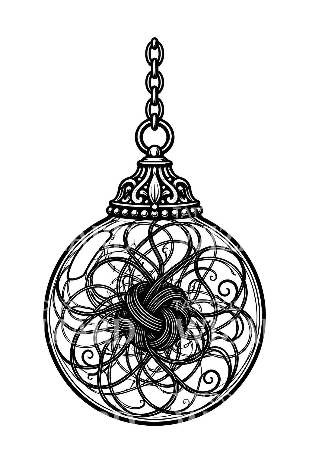 Tattoo-ontwerp hangende heksenbal