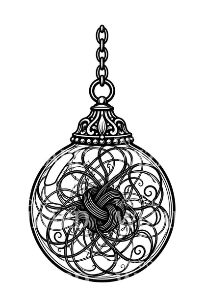 Tattoo-ontwerp hangende heksenbal