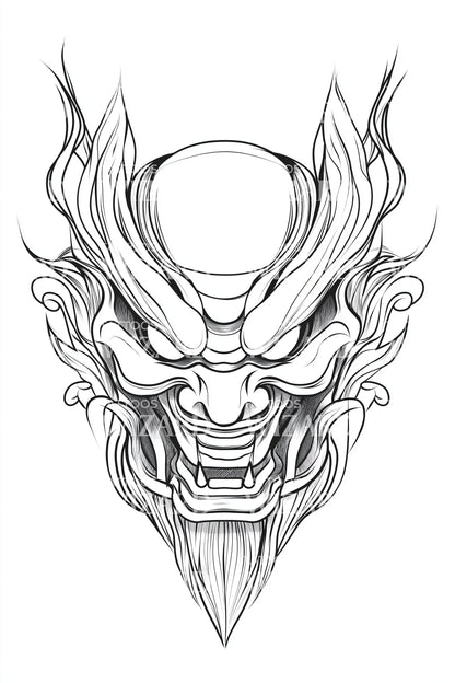 Hannya demoninaamio tatuointisuunnittelu