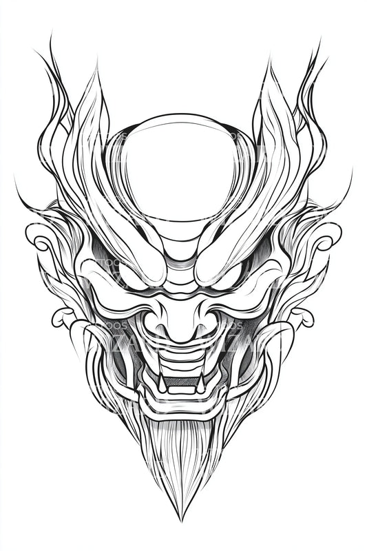 Hannya demoninaamio tatuointisuunnittelu