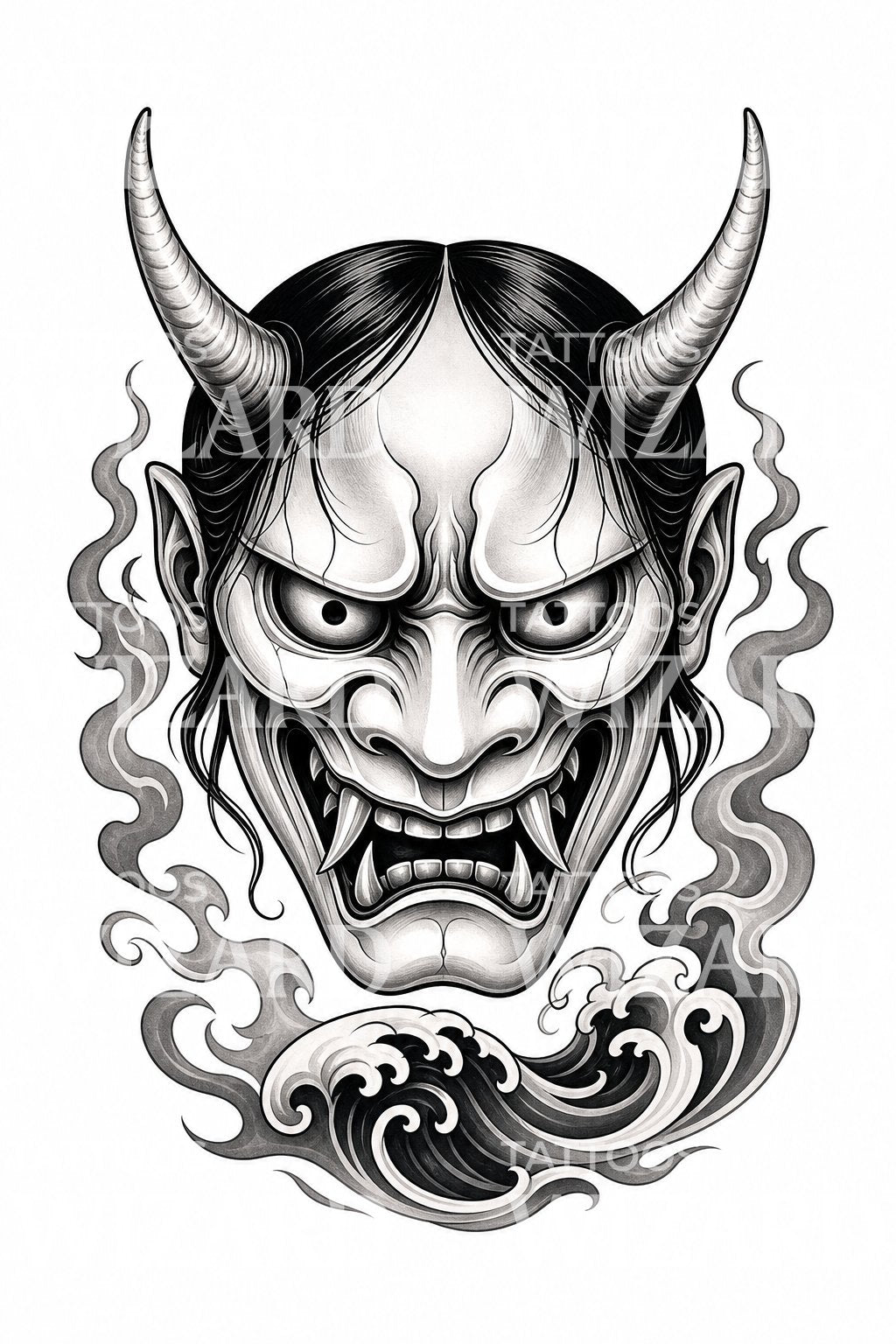 Hannya Mask Irezumi Tattoo Design